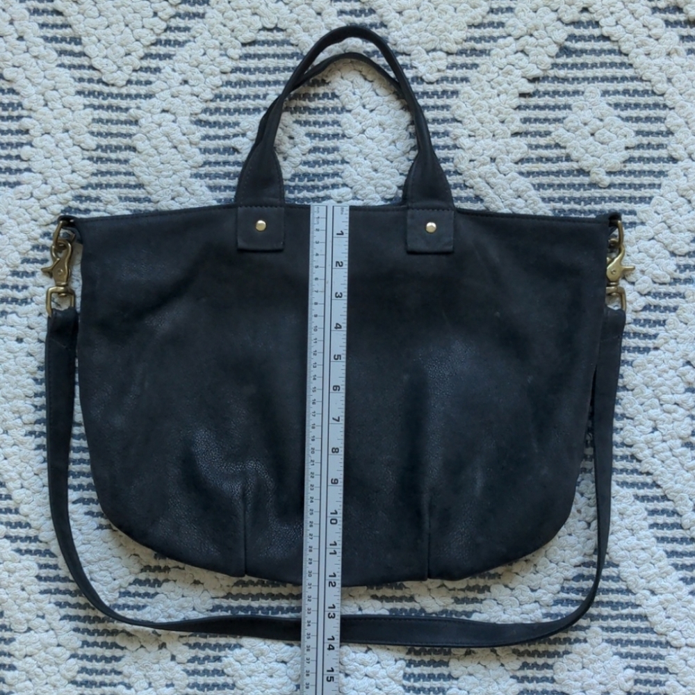 Clare V. Black Suede Leather Crossbody Satchel Bag - Picture 12 of 15